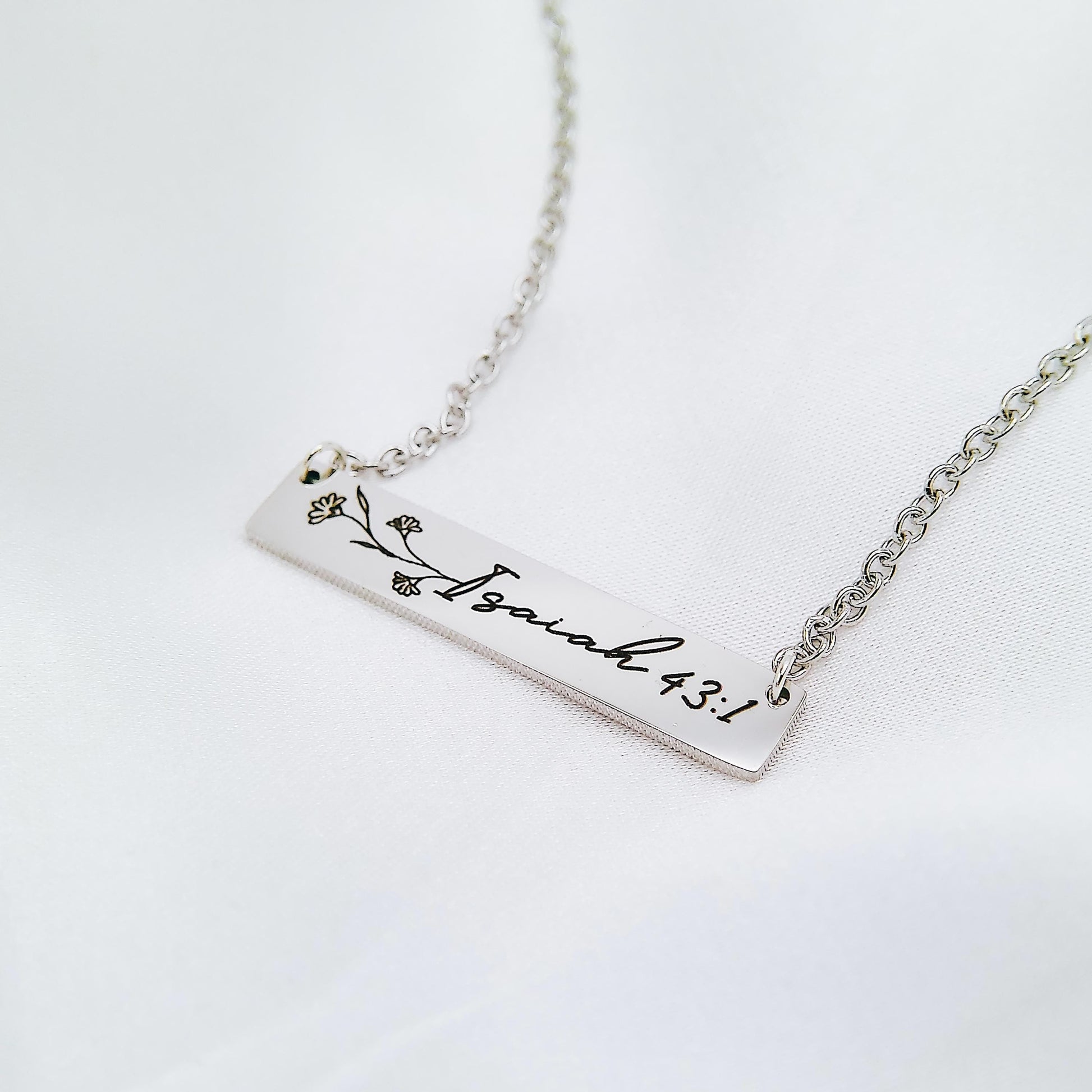 BIBLE VERSE WILDFLOWER BAR NECKLACE - Avy + Tay
