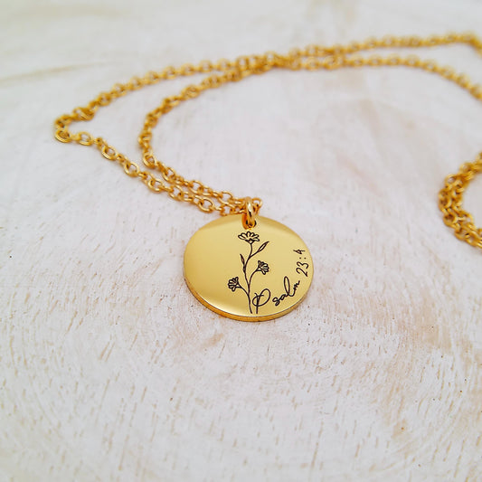 BIBLE VERSE WILDFLOWER NECKLACE - Avy + Tay