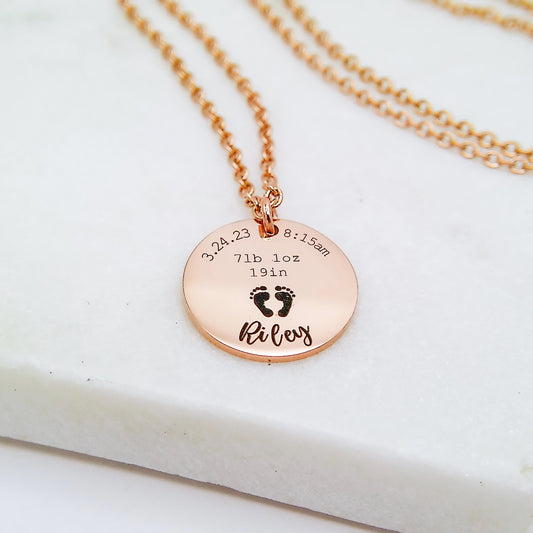 BIRTH STATS NECKLACE - Avy + Tay