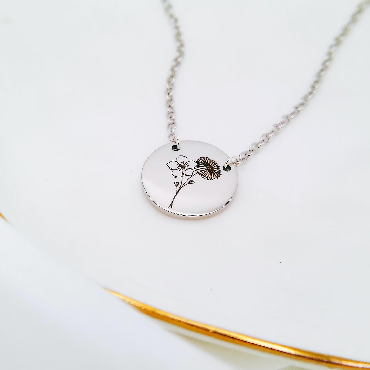 COMBINED BIRTH FLOWER CONNECTOR NECKLACE - Avy + Tay