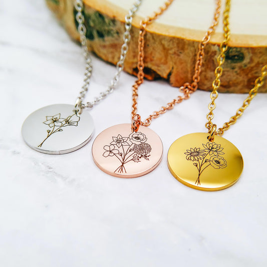 COMBINED BIRTH FLOWER NECKLACE - Avy + Tay