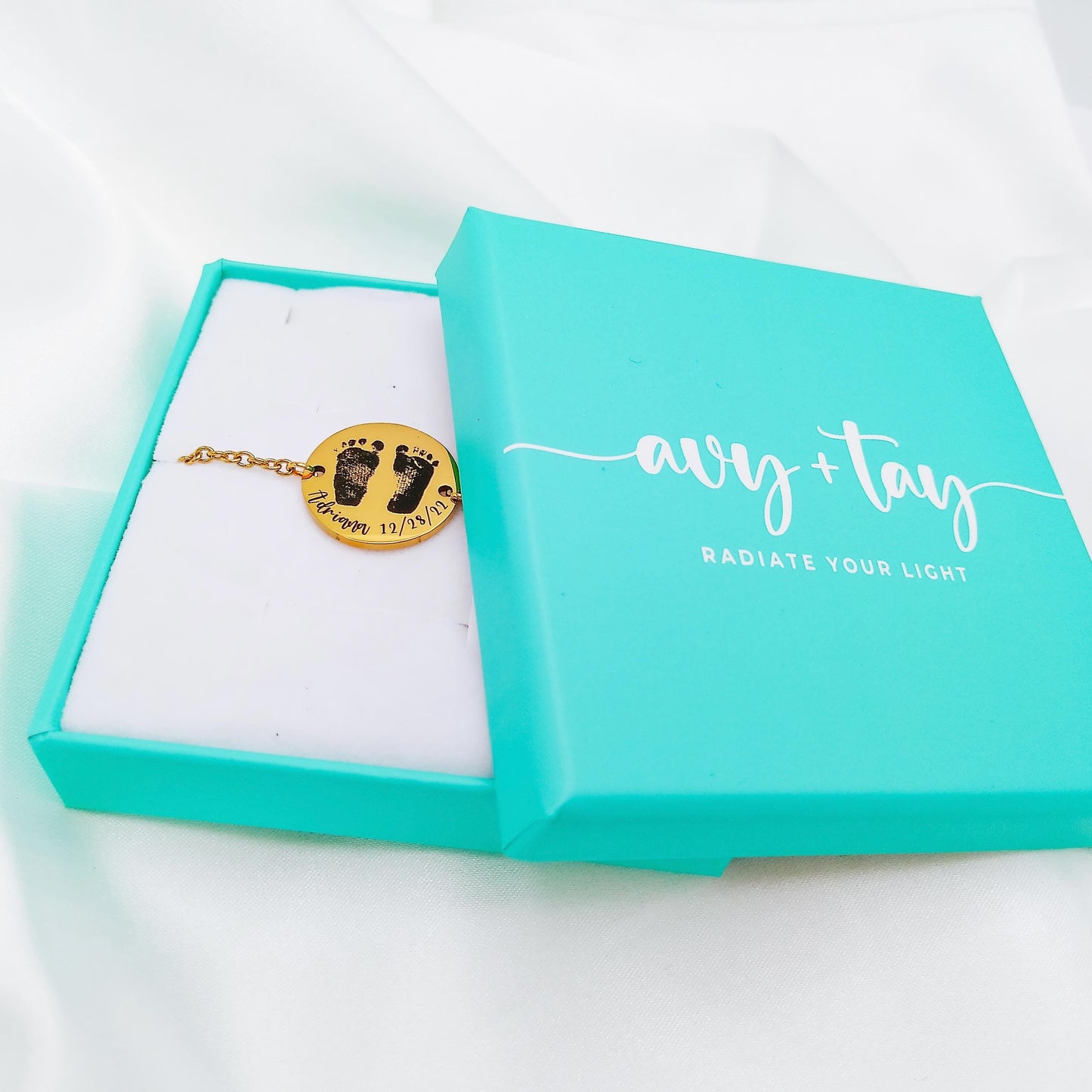CUSTOM BABY FOOTPRINT BRACELET - Avy + Tay
