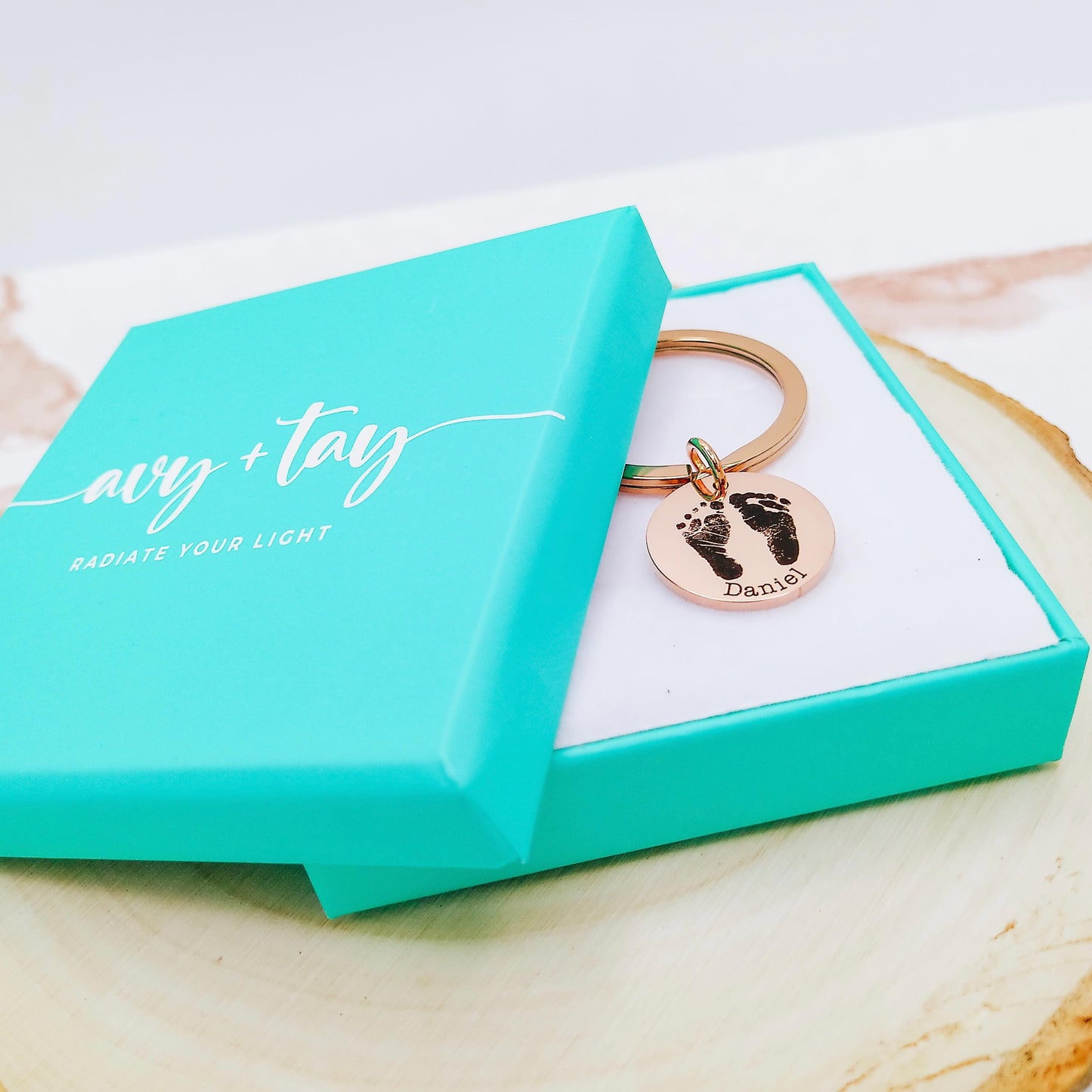 CUSTOM BABY FOOTPRINT KEYCHAIN - Avy + Tay