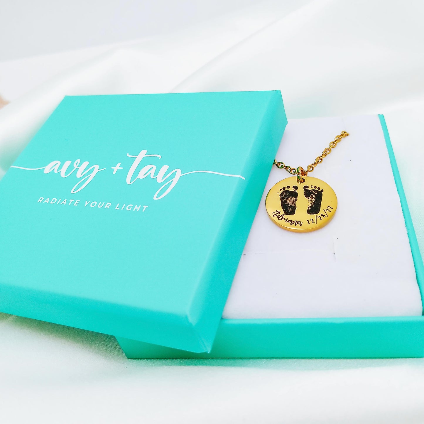 CUSTOM BABY FOOTPRINT NECKLACE - Avy + Tay