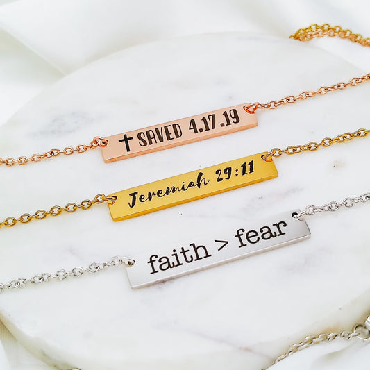 CUSTOM FAITH BAR NECKLACE - Avy + Tay
