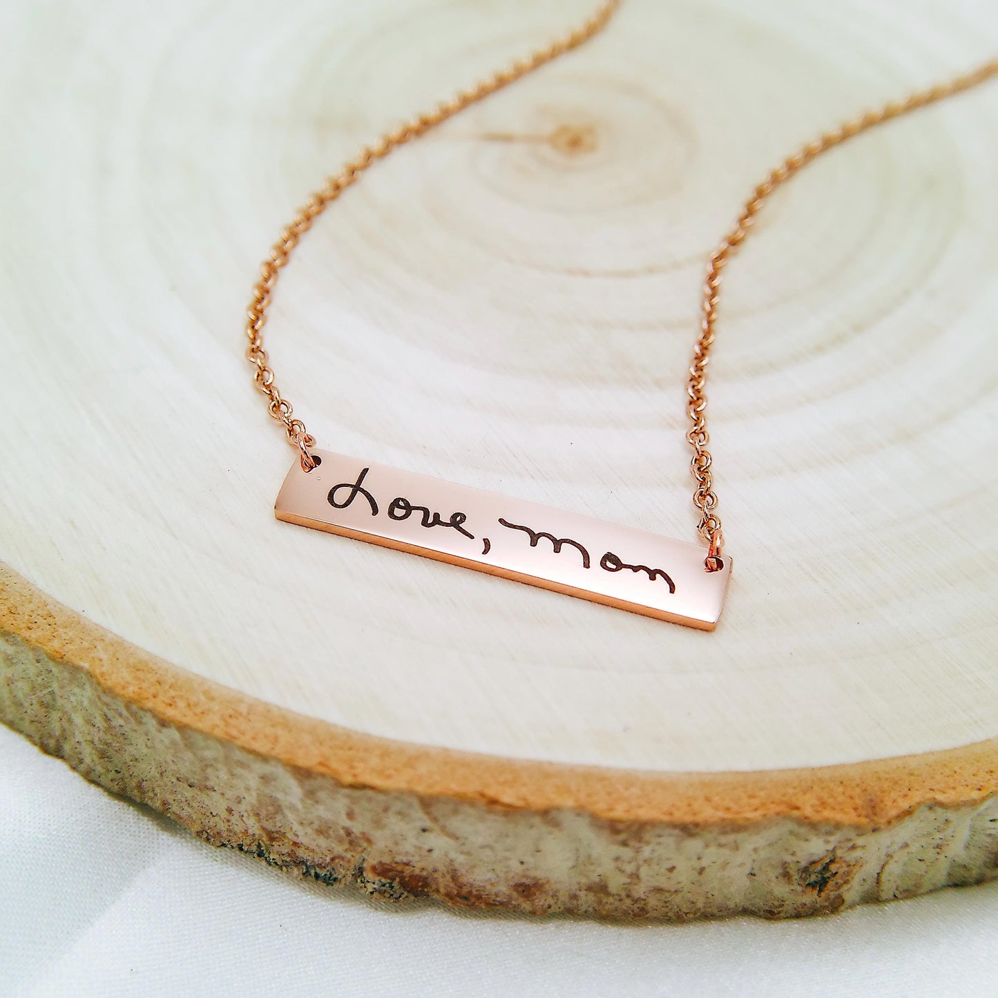 CUSTOM HANDWRITING BAR NECKLACE - Avy + Tay