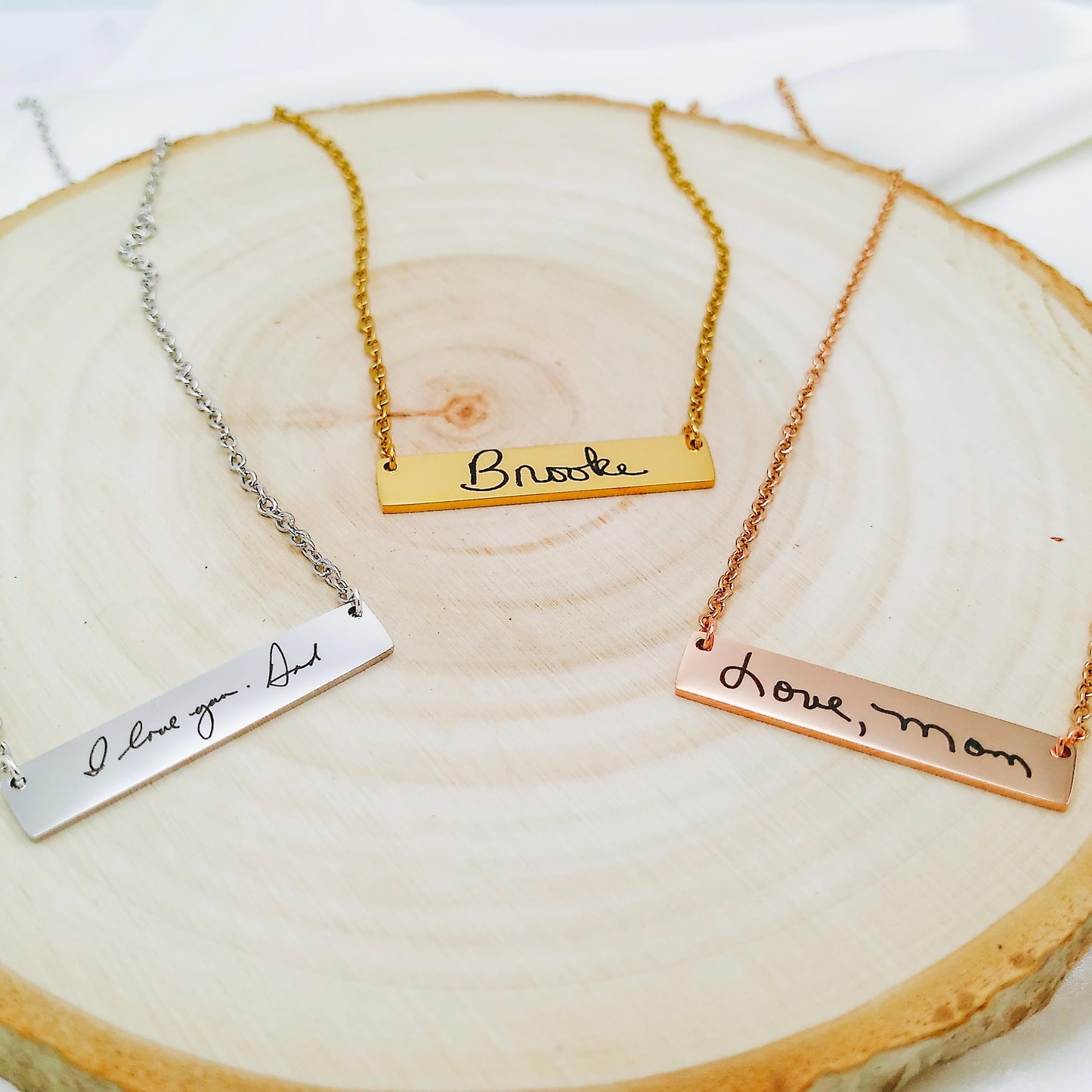 CUSTOM HANDWRITING BAR NECKLACE - Avy + Tay