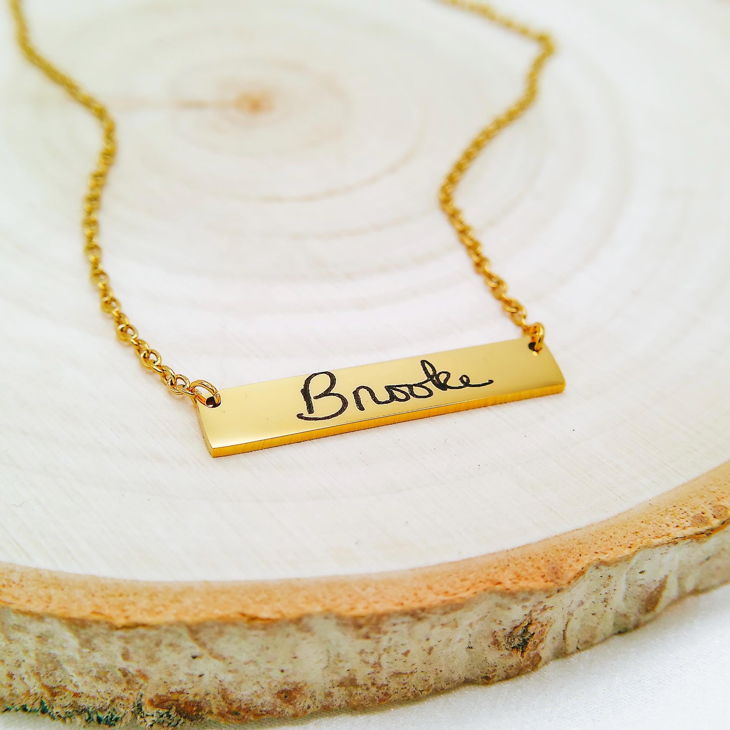 CUSTOM HANDWRITING BAR NECKLACE - Avy + Tay