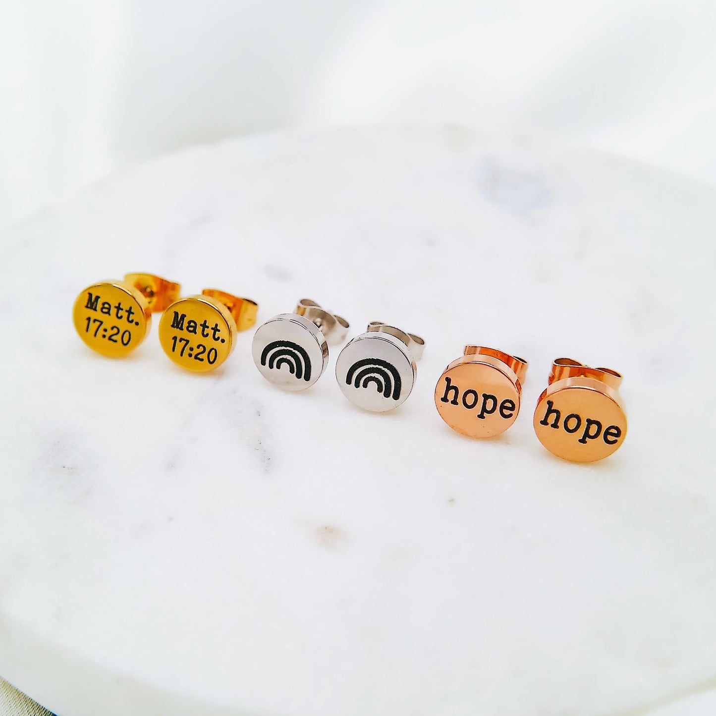 CUSTOM MESSAGE EARRING STUDS - Avy + Tay