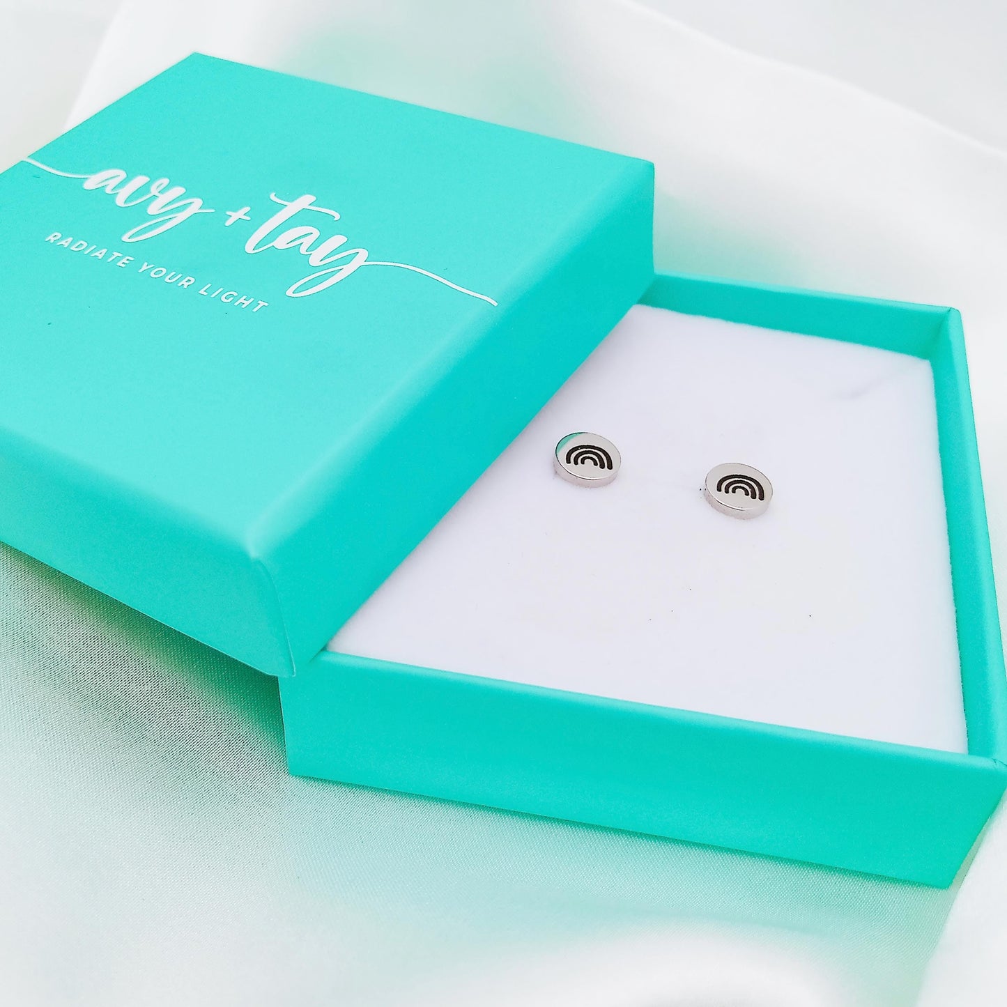 CUSTOM MESSAGE EARRING STUDS - Avy + Tay