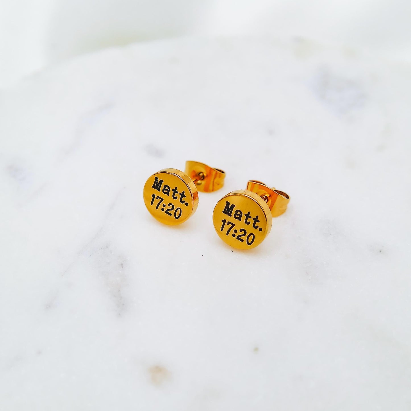 CUSTOM MESSAGE EARRING STUDS - Avy + Tay