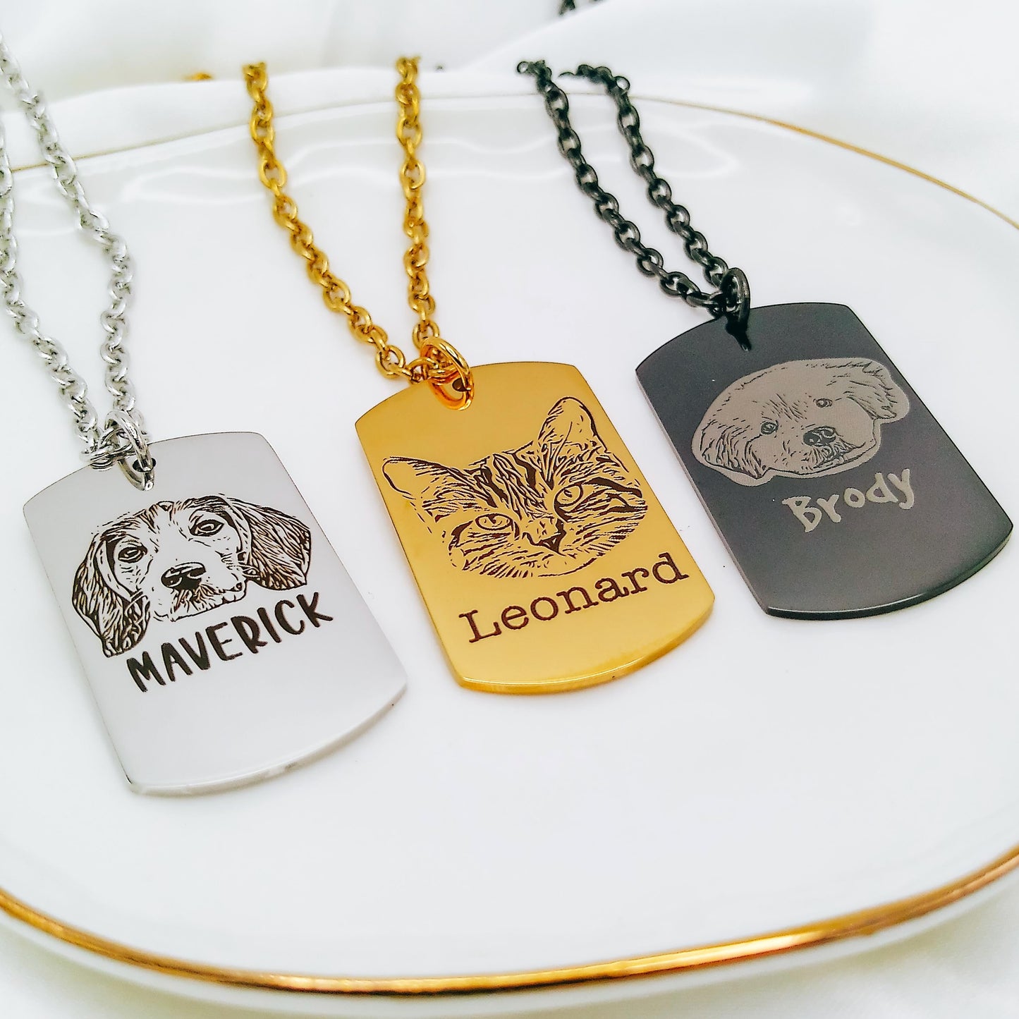 CUSTOM PET PHOTO MEN'S NECKLACE - Avy + Tay