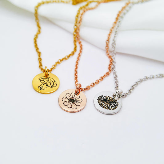 DAINTY BIRTH FLOWER NECKLACE - Avy + Tay
