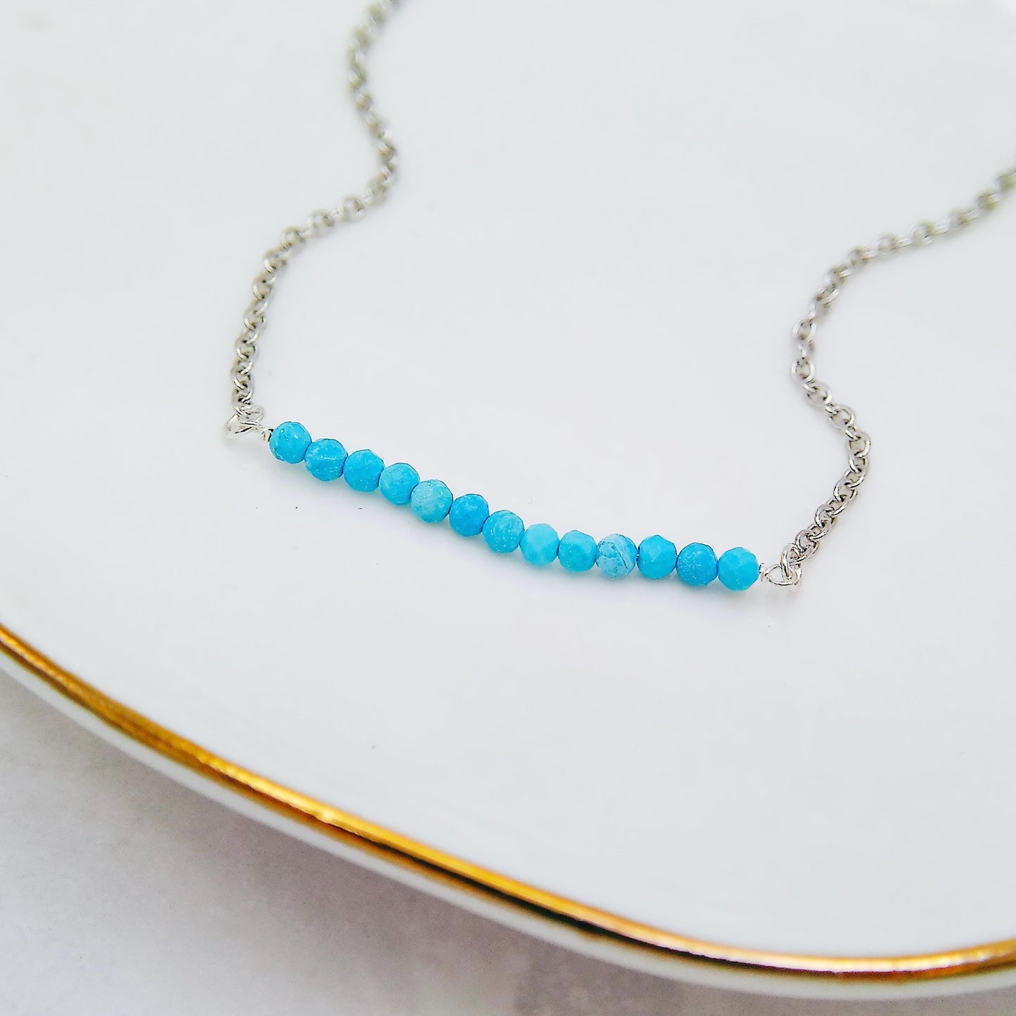 DAINTY RAW BIRTHSTONE BAR NECKLACE - Avy + Tay