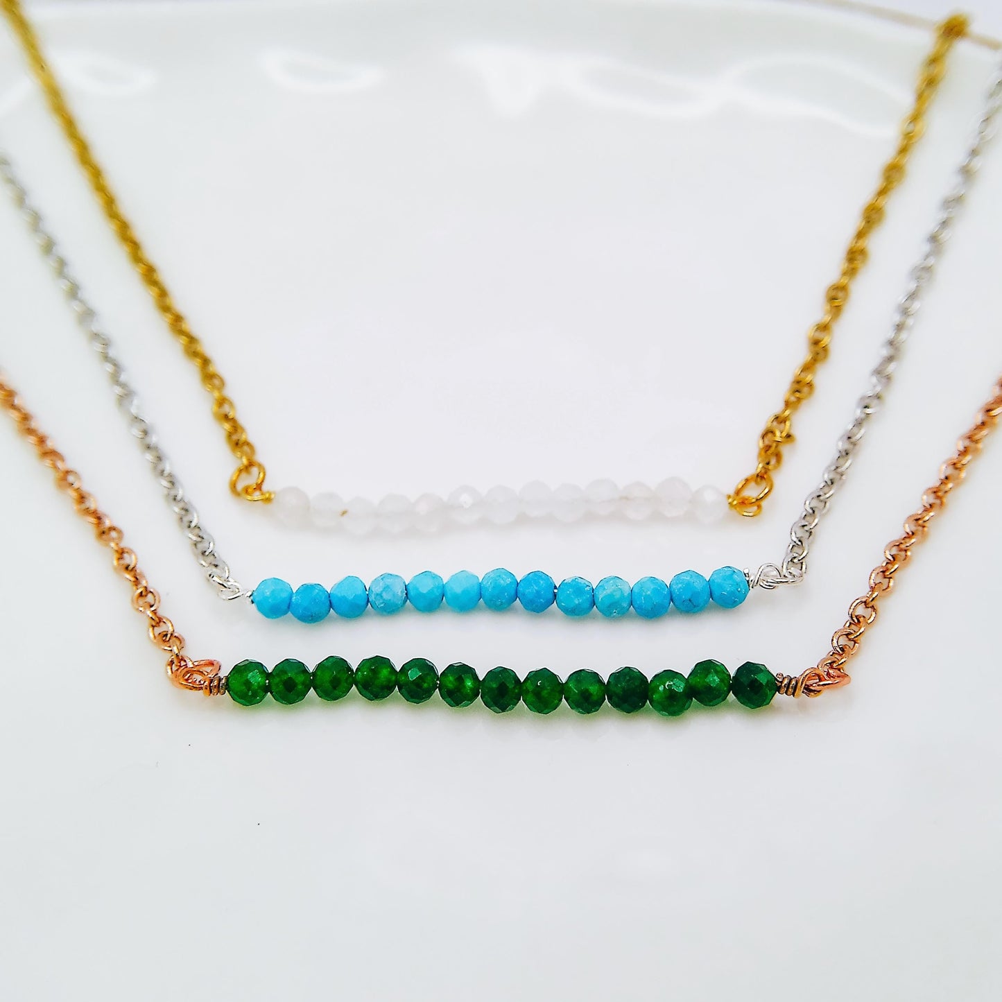 DAINTY RAW BIRTHSTONE BAR NECKLACE - Avy + Tay