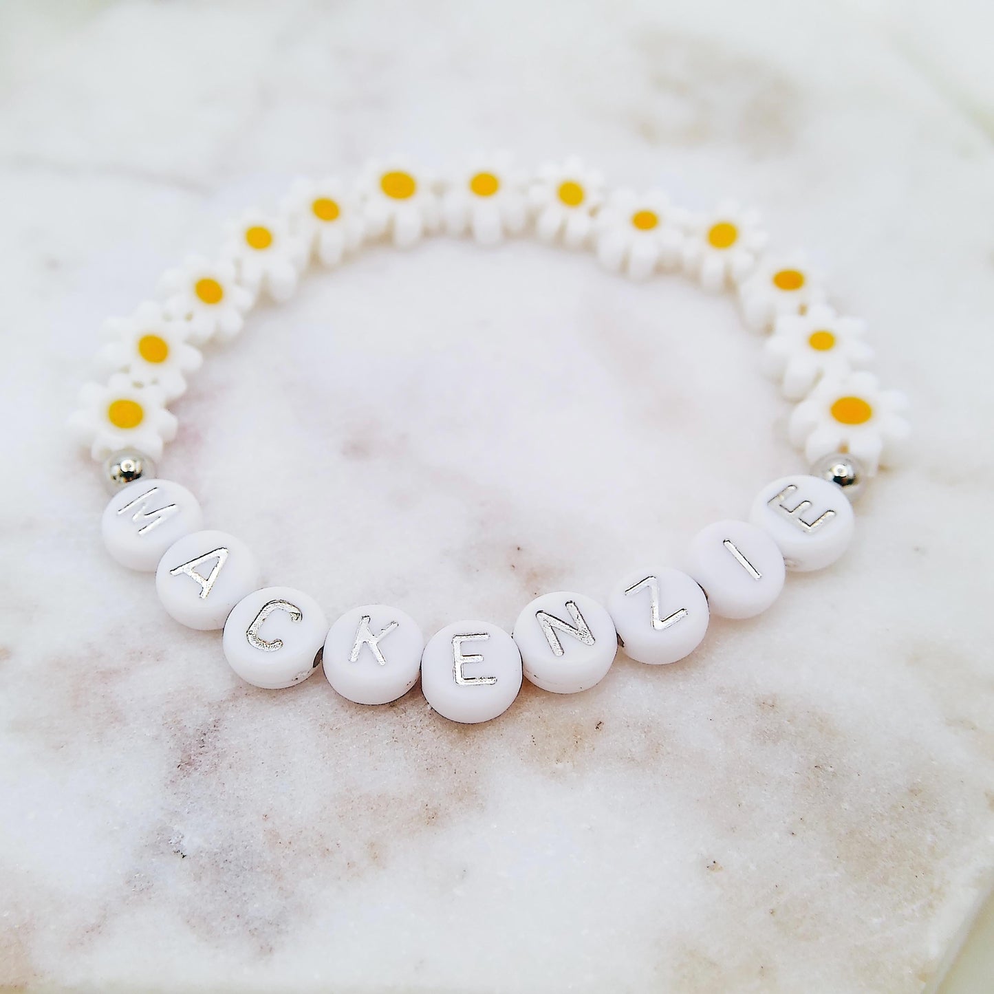 FULL DAISY BEADED NAME BRACELET - Avy + Tay