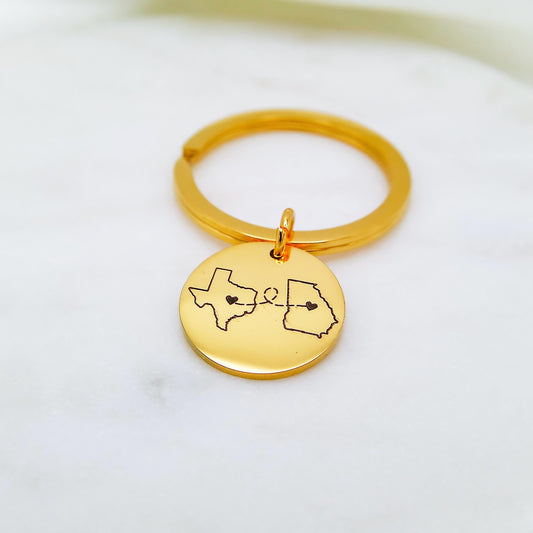LONG DISTANCE STATE KEYCHAIN - Avy + Tay