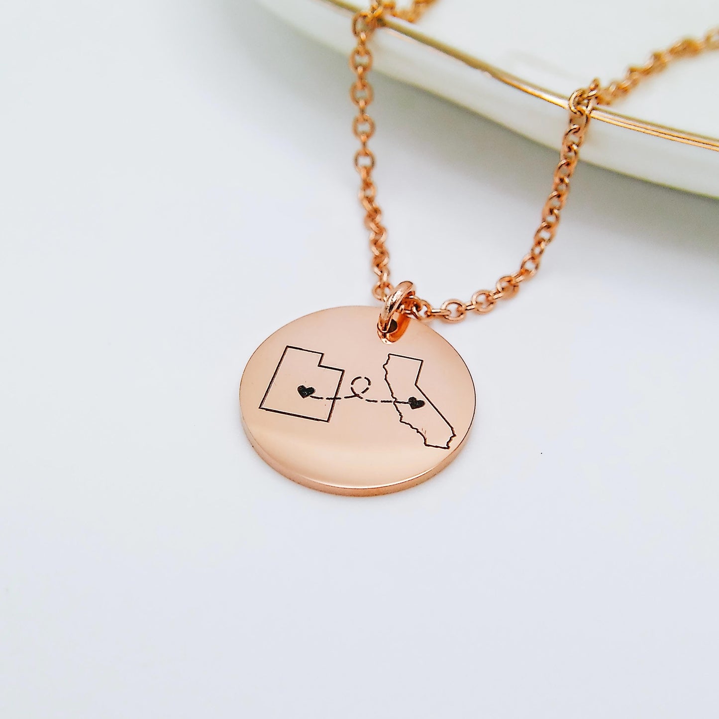 LONG DISTANCE STATE NECKLACE - Avy + Tay