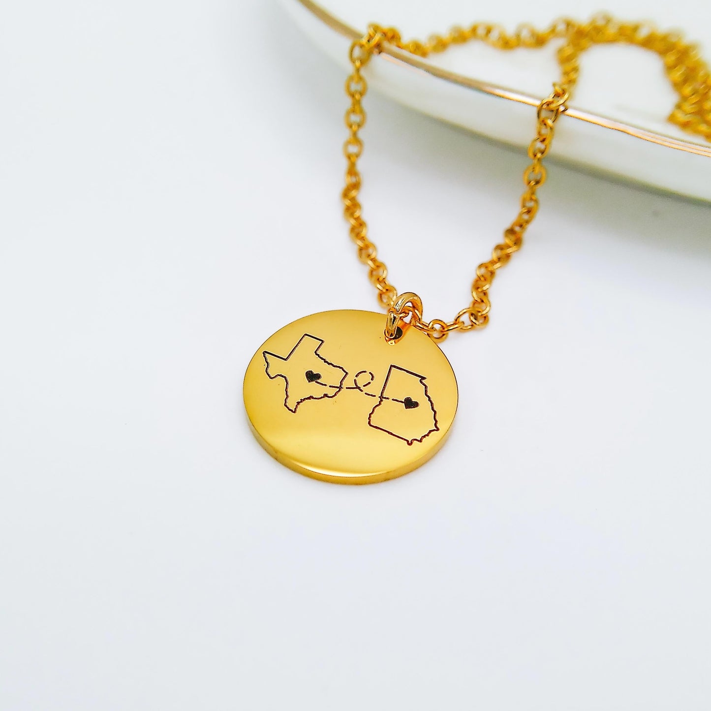 LONG DISTANCE STATE NECKLACE - Avy + Tay