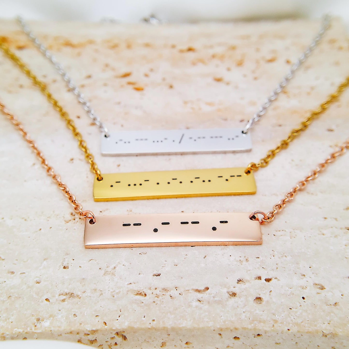 MORSE CODE BAR NECKLACE - Avy + Tay