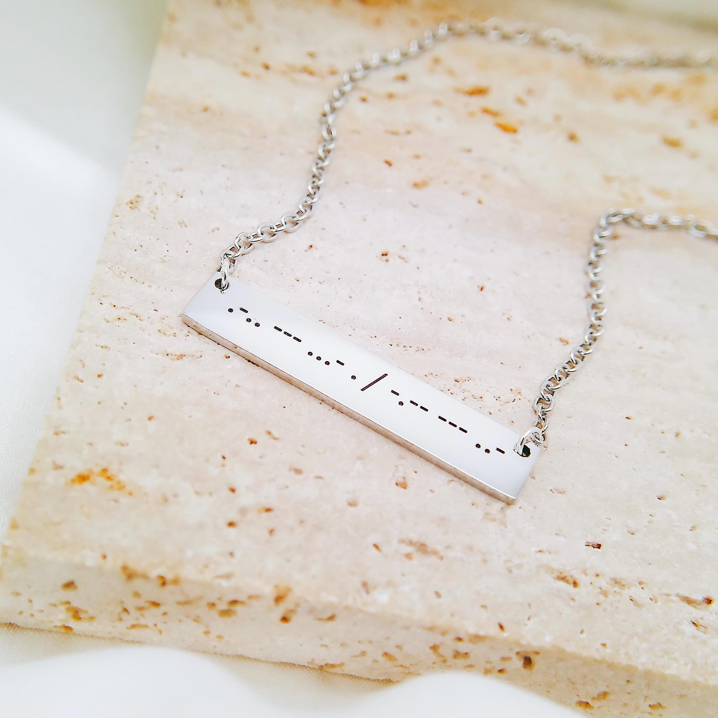 MORSE CODE BAR NECKLACE - Avy + Tay