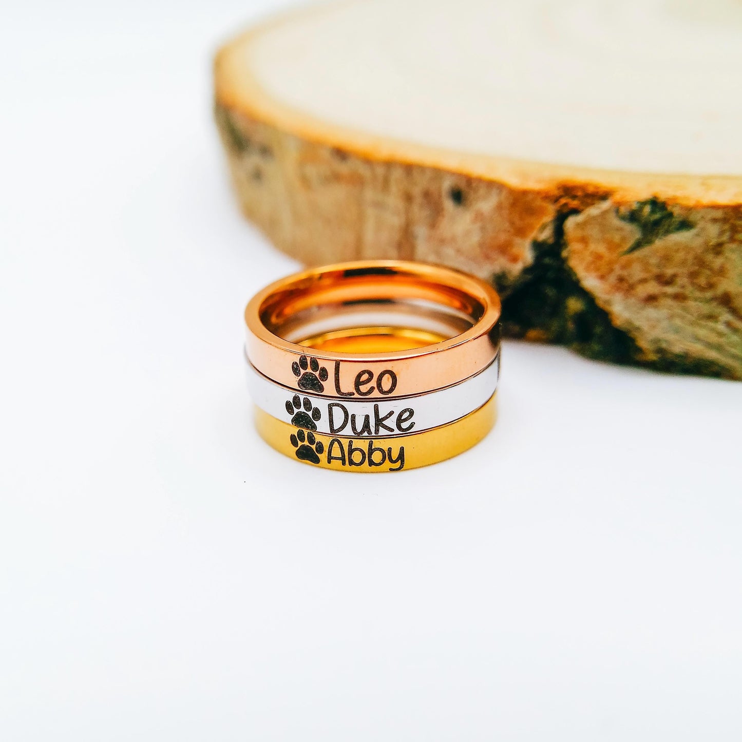 PAW PRINT + NAME RING - Avy + Tay
