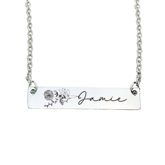 BIRTH FLOWER NAME NECKLACE - Avy + Tay
