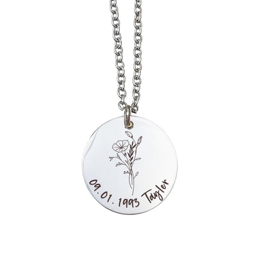 BIRTH FLOWER TEXT NECKLACE - Avy + Tay