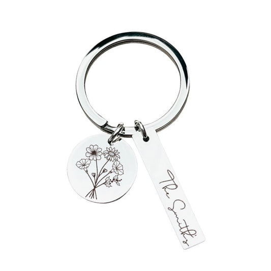 COMBINED BIRTH FLOWER BOUQUET KEYCHAIN - Avy + Tay