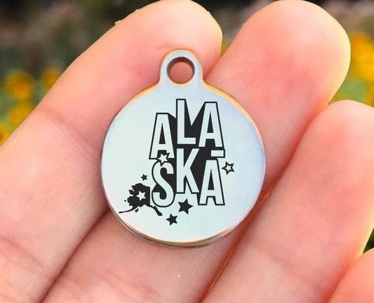 Alaska Charms Custom Engraved Charms Personalized Stainless Steel Charms BULK Options ZF1522 - Avy + Tay