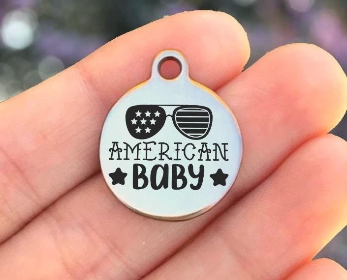 American Baby Charms Custom Engraved Charms Personalized Stainless Steel Charms BULK Options ZF1587 - Avy + Tay