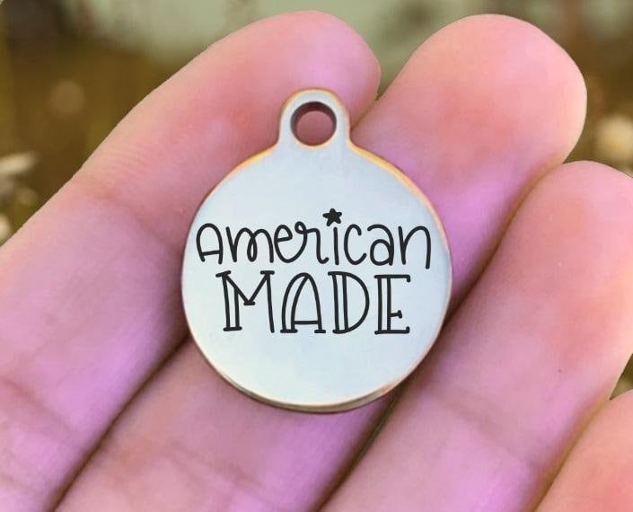 American Made Charms Custom Engraved Charms Personalized Stainless Steel Charms BULK Options ZF1586 - Avy + Tay