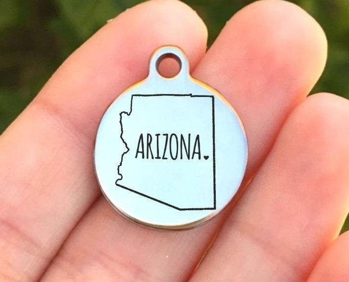 Arizona Charms Custom Engraved Charms Personalized Stainless Steel Charms BULK Options ZF1012 - Avy + Tay