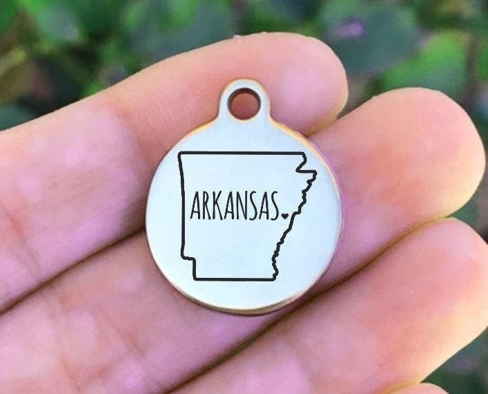 Arkansas Charms Custom Engraved Charms Personalized Stainless Steel Charms BULK Options ZF1028 - Avy + Tay