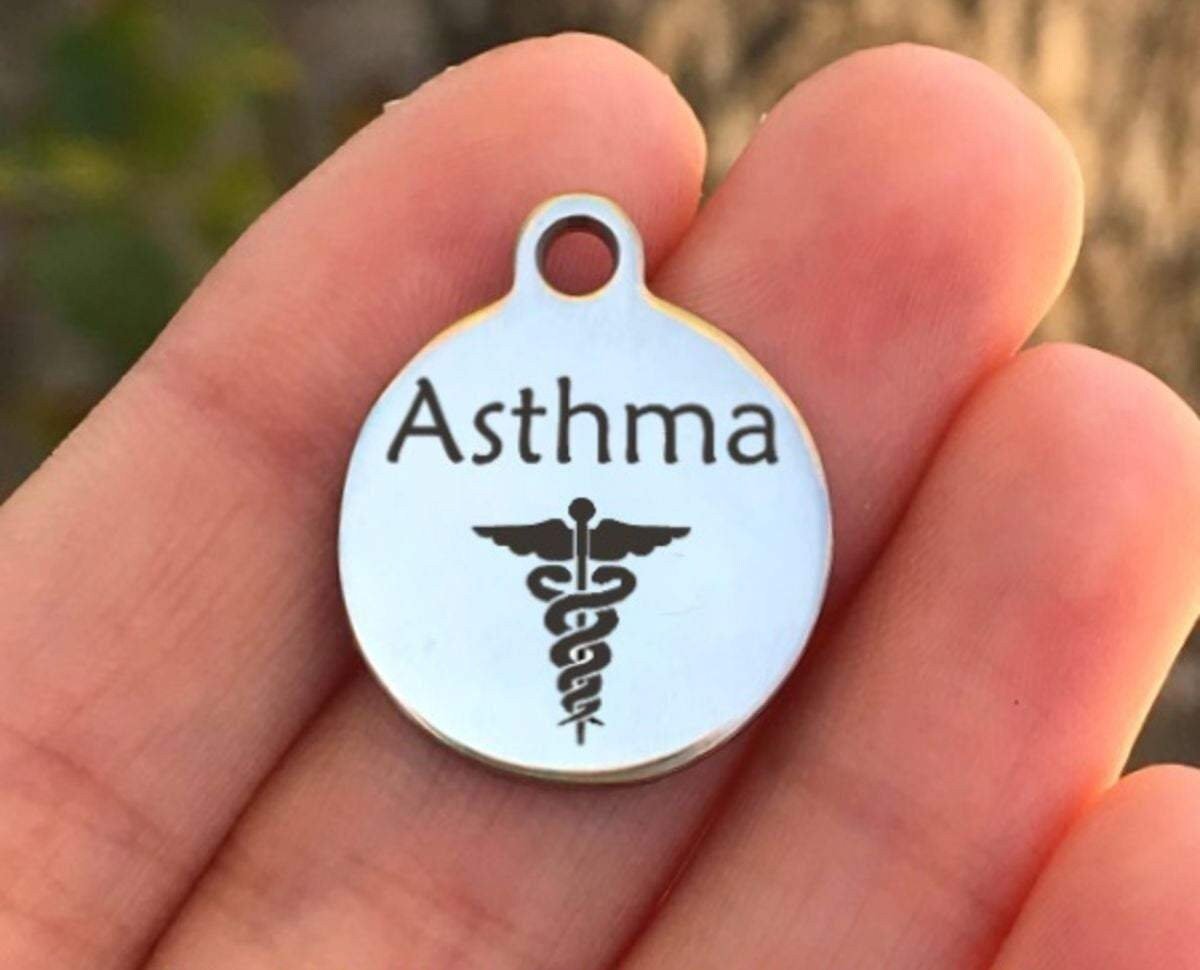 Asthma Charms Custom Engraved Charms Personalized Stainless Steel Charms BULK Options ZF311 - Avy + Tay