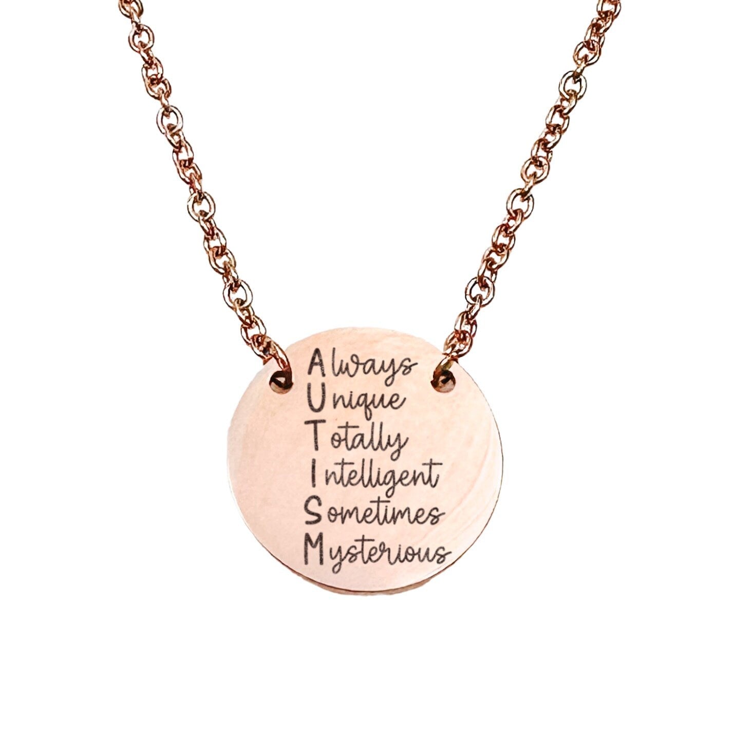 AUTISM ALWAYS UNIQUE TOTALLY INTELLIGENT SOMETIMES MYSTERIOUS NECKLACE - Avy + Tay