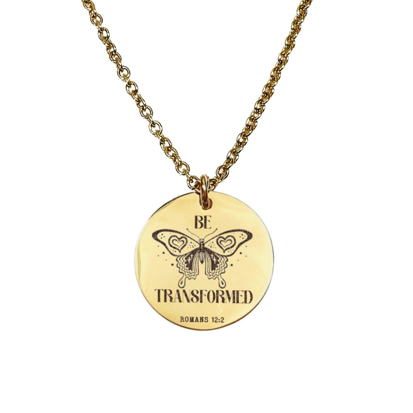 BE TRANSFORMED ROMANS 12:2 NECKLACE - Avy + Tay