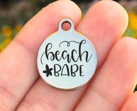 Beach Babe Charms Custom Engraved Charms Personalized Stainless Steel Charms BULK Options ZF1597 - Avy + Tay