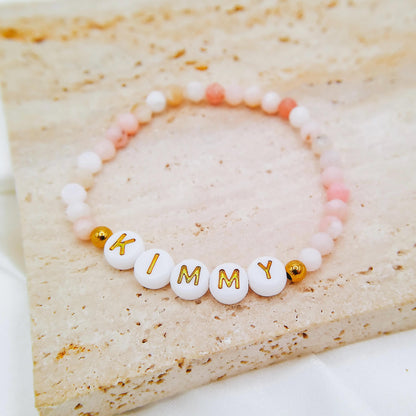 BEADED BIRTHSTONE NAME BRACELET - Avy + Tay