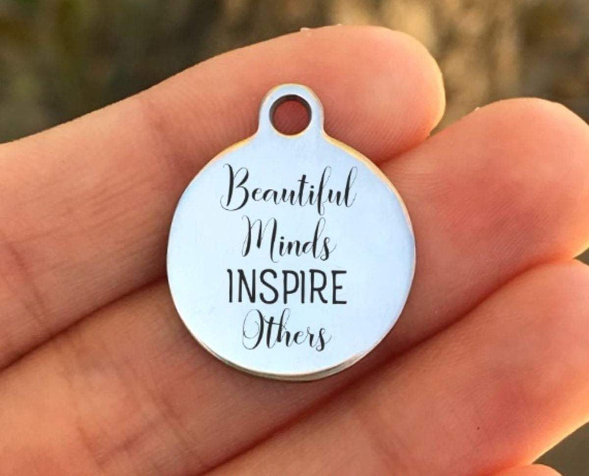 Beautiful Minds Inspire... Charms Custom Engraved Charms Personalized Stainless Steel Charms BULK Options ZF541 - Avy + Tay