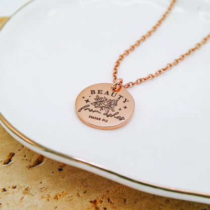 BEAUTY FROM ASHES ISAIAH 61:3 NECKLACE - Avy + Tay