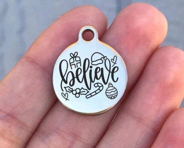 Believe Charms Custom Engraved Charms Personalized Stainless Steel Charms BULK Options ZF1205 - Avy + Tay