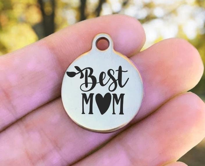 Best Mom Charms Custom Engraved Charms Personalized Stainless Steel Charms BULK Options ZF1411 - Avy + Tay