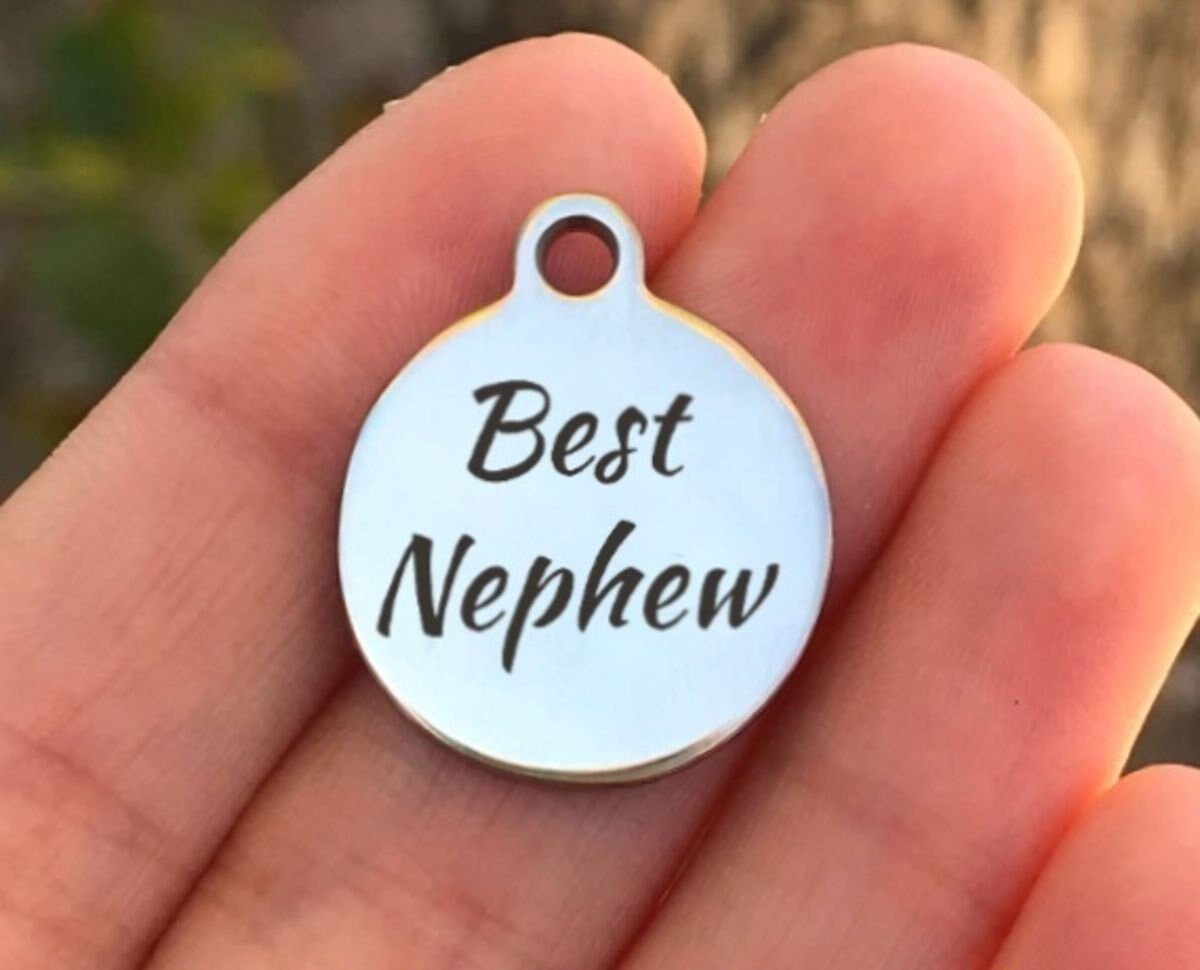 Best Nephew Charms Custom Engraved Charms Personalized Stainless Steel Charms BULK Options ZF338 - Avy + Tay