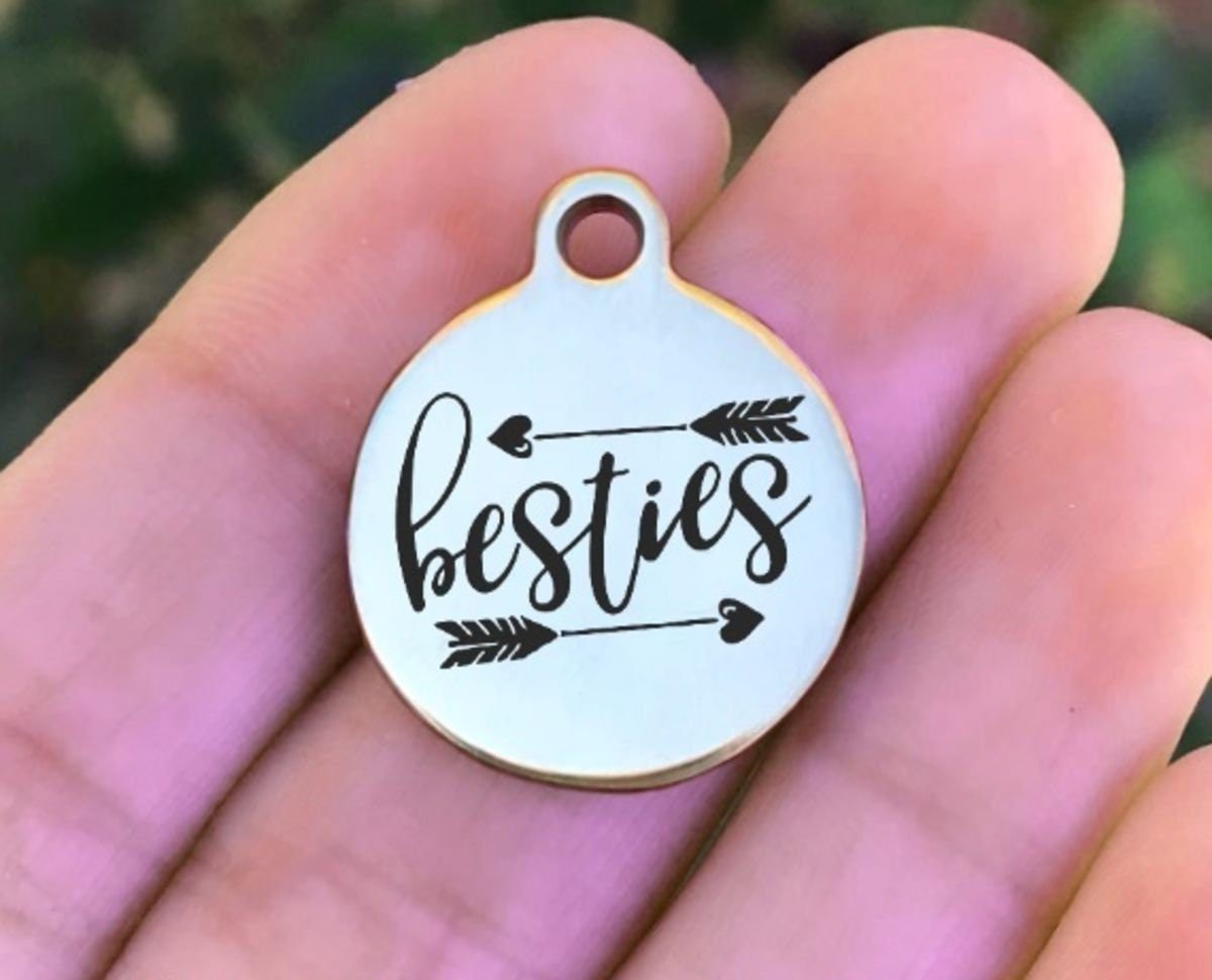 Besties Charms Custom Engraved Charms Personalized Stainless Steel Charms BULK Options ZF604 - Avy + Tay