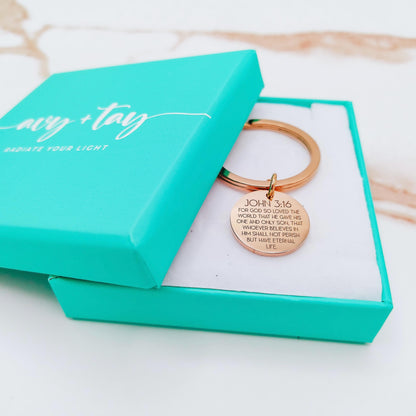 BIBLE VERSE KEYCHAIN - Avy + Tay