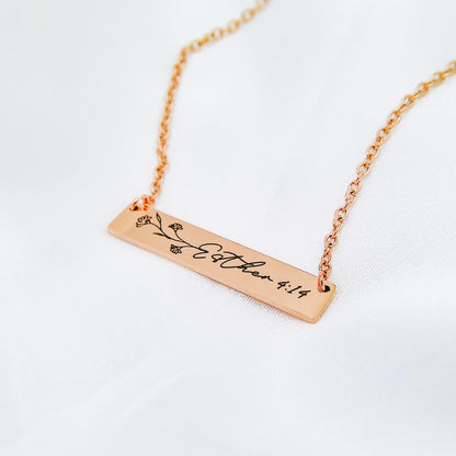 BIBLE VERSE WILDFLOWER BAR NECKLACE - Avy + Tay