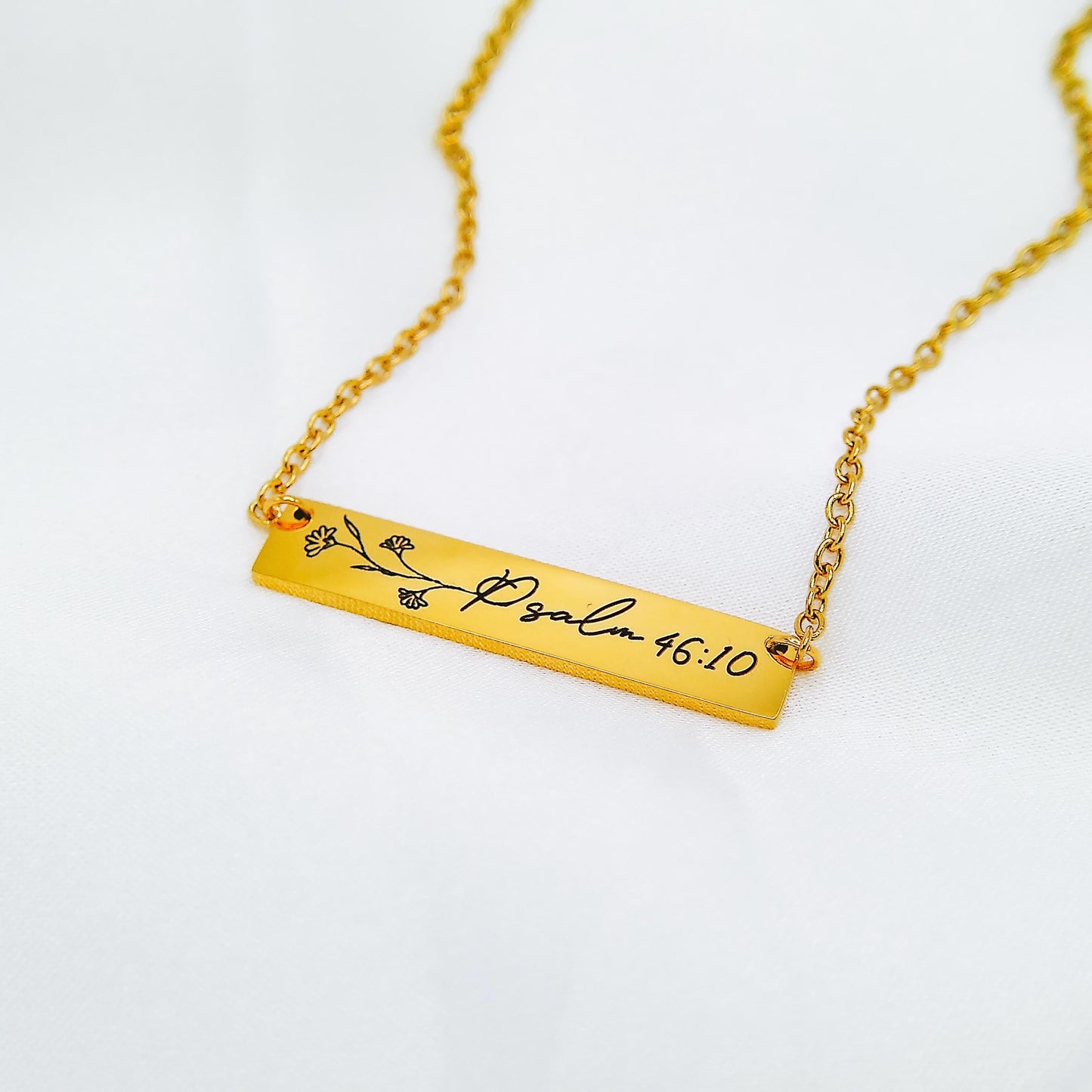 BIBLE VERSE WILDFLOWER BAR NECKLACE - Avy + Tay