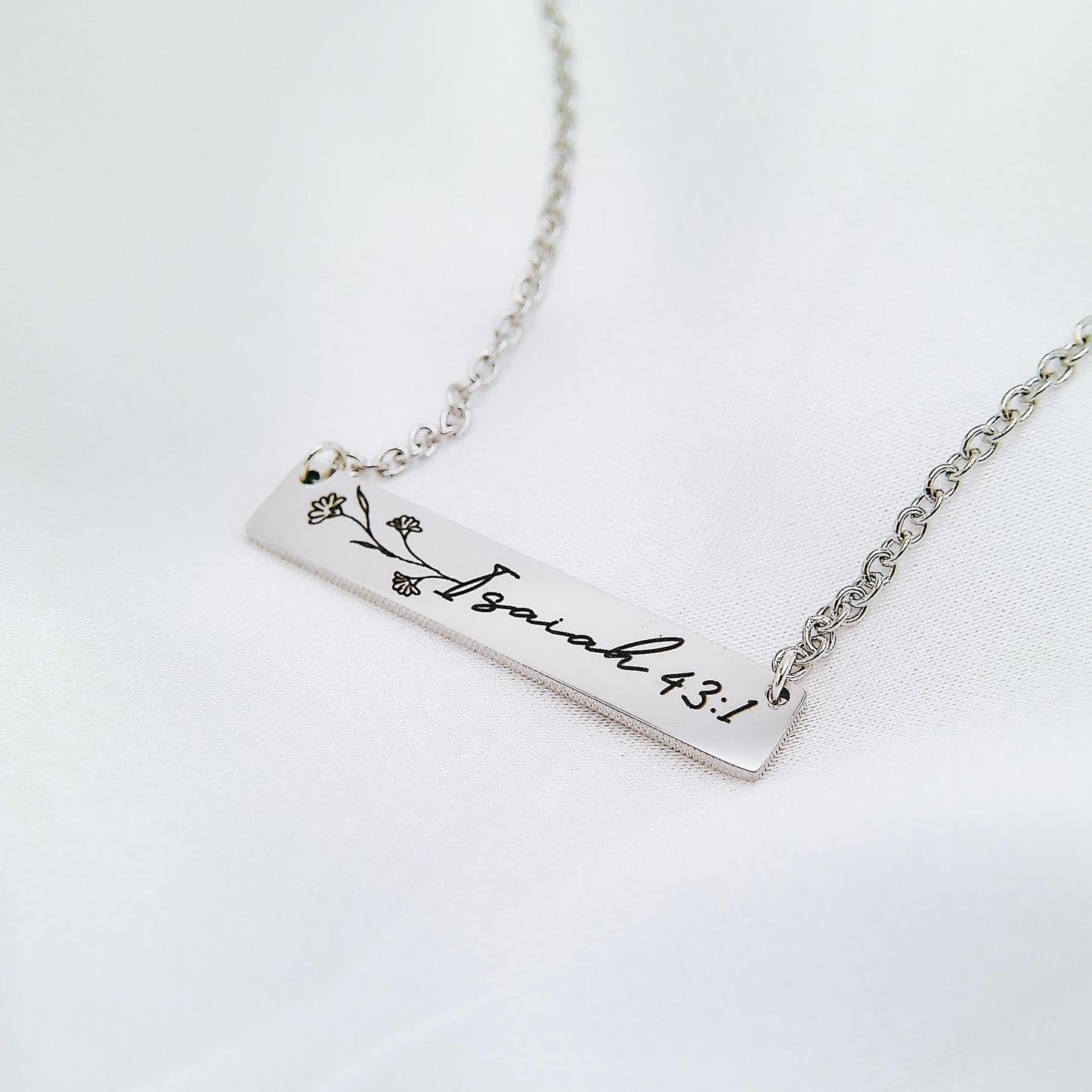 BIBLE VERSE WILDFLOWER BAR NECKLACE - Avy + Tay
