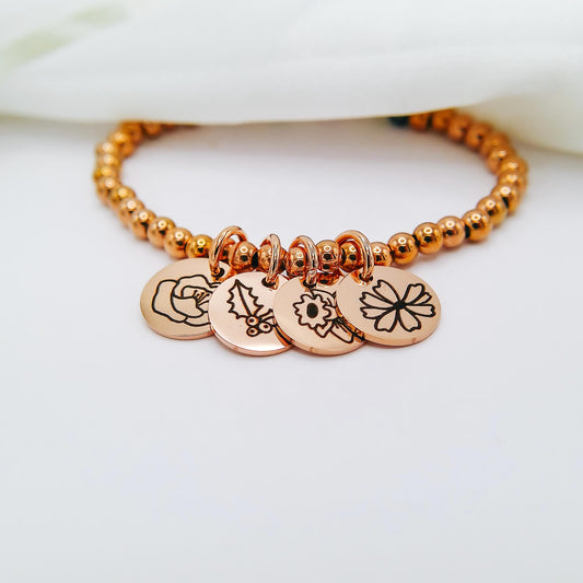 BIRTH FLOWER BEADED BRACELET - Avy + Tay